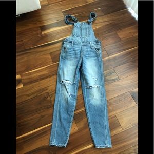 ABERCROMBIE & FITCH DISTRESSED SKINNY DENIM OVERALLS SIZE XS